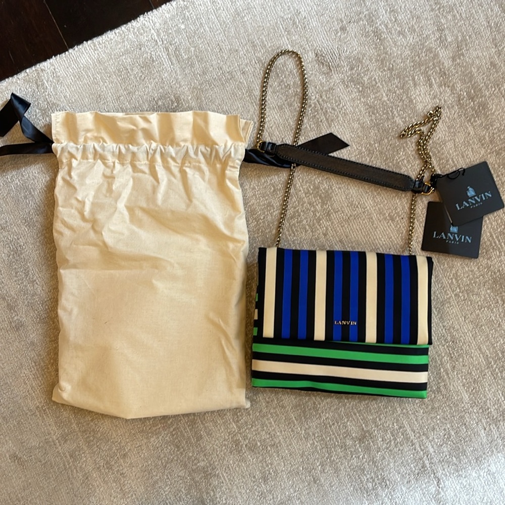 NWT Lanvin mini "Sugar" striped nylon shoulder bag - Picture 3 of 9